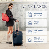 Bric's X - Travel 21” Carry - On Spinner – Luxury Softside Luggage with 360° Wheels, Recycled Water - Resistant Fabric, Interior Pockets, and Leather Details – Navy