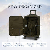 Bric's X - Travel 21” Carry - On Spinner – Luxury Softside Luggage with 360° Wheels, Recycled Water - Resistant Fabric, Interior Pockets, and Leather Details – Olive