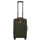 Bric's X - Travel 21” Carry - On Spinner – Luxury Softside Luggage with 360° Wheels, Recycled Water - Resistant Fabric, Interior Pockets, and Leather Details – Olive