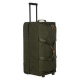 Bric's X - Travel 30 - Inch Rolling Shoe Duffle, Wheeled Travel Bag with Dual - Access Shoe Compartment, Telescoping Handle, Tie - Down Straps and Leather Top Handle – Olive