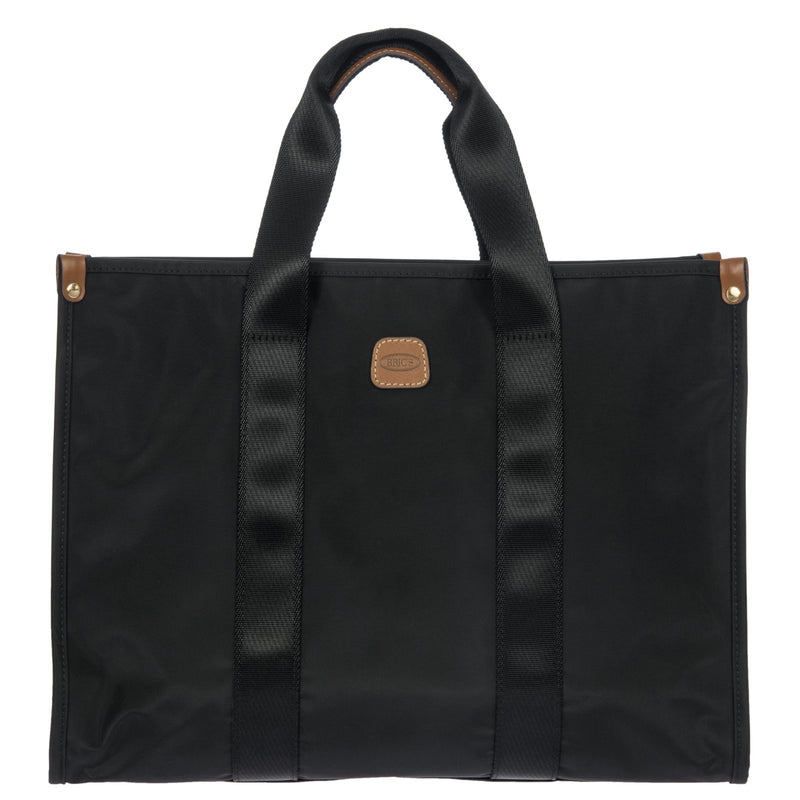 Bric's X - Travel Medium Shopper Bag, Waterproof Tote with Reinforced Bottom, Padded Laptop Pocket and Trolley Strap for Shoulder or Crossbody Wear - Medium, Matte Black