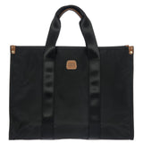 Bric's X - Travel Medium Shopper Bag, Waterproof Tote with Reinforced Bottom, Padded Laptop Pocket and Trolley Strap for Shoulder or Crossbody Wear - Medium, Matte Black