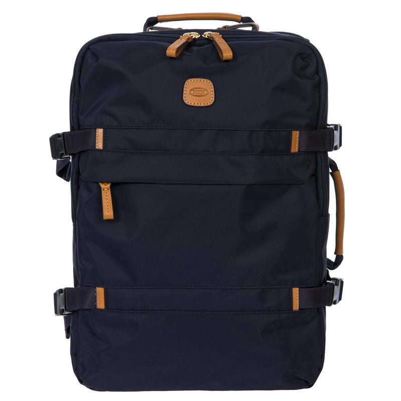 Bric's X - Travel Montagne Backpack 16 Inch, Water - Resistant Recycled Nylon Carry - On Daypack with Compression Straps, Padded Backpanel, Laptop Sleeve and Luggage Pass - Through - Navy