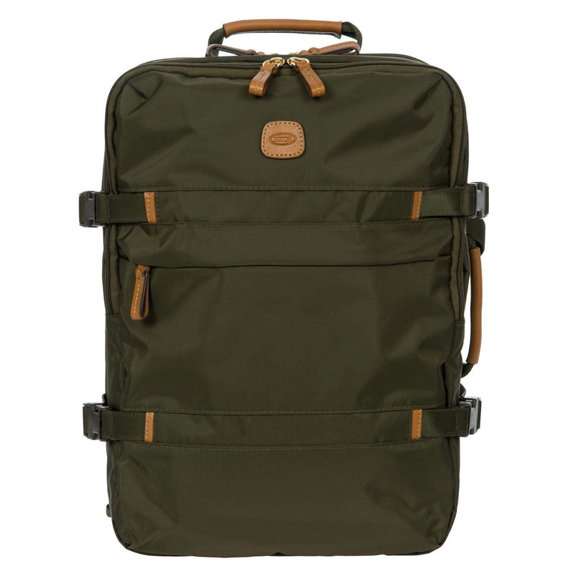 Bric's X - Travel Montagne Backpack 16 Inch, Water - Resistant Recycled Nylon Carry - On Daypack with Compression Straps, Padded Backpanel, Laptop Sleeve and Luggage Pass - Through - Olive