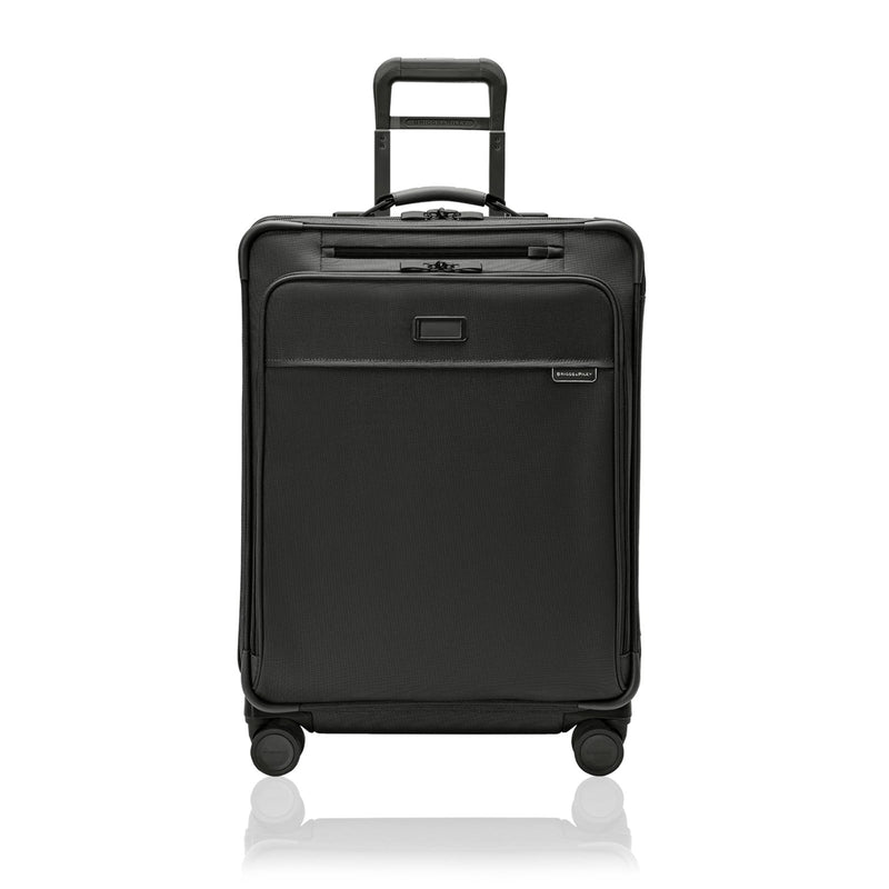Briggs & Riley 26" Medium Expandable Spinner - Checked Luggage for Travel, Suitcases with Wheels, Softside Rolling Bag for Men & Women, Self - Repairing Zipper - Baseline Collection, Black