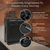 Briggs & Riley 26" Medium Expandable Spinner - Checked Luggage for Travel, Suitcases with Wheels, Softside Rolling Bag for Men & Women, Self - Repairing Zipper - Baseline Collection, Black