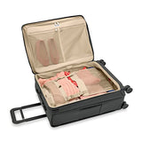 Briggs & Riley 26" Medium Expandable Spinner - Checked Luggage for Travel, Suitcases with Wheels, Softside Rolling Bag for Men & Women, Self - Repairing Zipper - Baseline Collection, Black