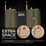 Briggs & Riley 26" Medium Expandable Spinner - Checked Luggage for Travel, Suitcases with Wheels, Softside Rolling Bag for Men & Women, Self - Repairing Zipper - Baseline Collection, Olive