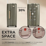 Briggs & Riley 27" Medium Expandable Spinner - Checked Luggage for Travel, Suitcases with Wheels, Hardside Rolling Bag for Men & Women, Self - Repairing Zipper - Sympatico Collection, Olive