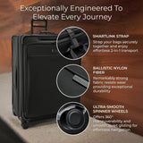 Briggs & Riley 31" Extra Large Expandable Spinner - Checked Luggage for Travel, Suitcases with Wheels, Softside Rolling Bag for Men & Women, Self - Repairing Zipper - Baseline Collection, Black