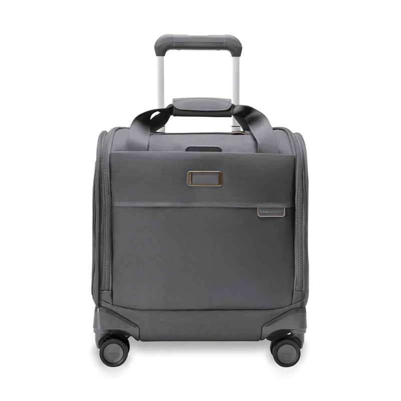 Briggs & Riley Cabin Spinner - Carry On Luggage for Travel, Suitcases with Wheels, Softside Rolling Bag for Men & Women, Fits Under Plane Seat, Interlocking Handle - Baseline Collection, Steel Gray