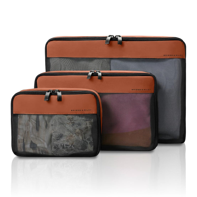 Briggs & Riley Compression Packing Cube Set - Bag Organizer for Check In Suitcase & Luggage, For Women & Men, Pack Accessories for Vacation - Travel Must Haves, 3 - Piece, Canyon