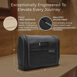 Briggs & Riley Deluxe Hangable Kit - Hanging Toiletry Travel Bag for Women & Men, Organizer for Bathroom Accessories, Makeup, & Skincare, Dopp Kit for Vacation - Baseline Collection, Black