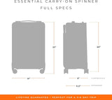 Briggs & Riley Essential 22" Carry On Expandable Spinner - Luggage for Travel, Suitcases with Wheels, Softside Rolling Bag for Men & Women, Self - Repairing Zipper - Baseline Collection, Black