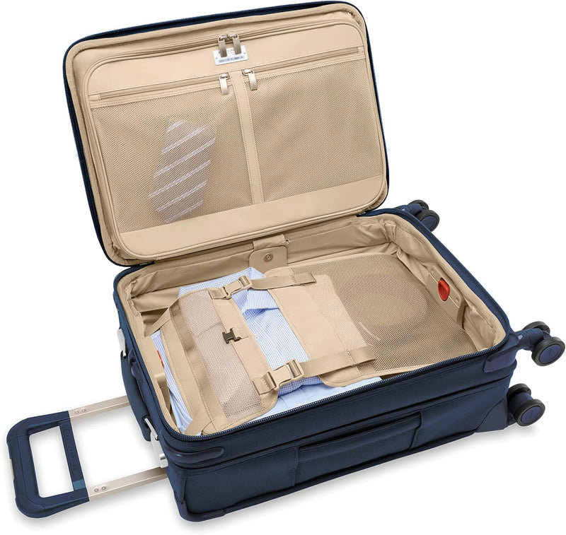 Briggs & Riley Essential 22" Carry On Expandable Spinner - Luggage for Travel, Suitcases with Wheels, Softside Rolling Bag for Men & Women, Self - Repairing Zipper - Baseline Collection, Navy