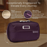 Briggs & Riley Expandable Essentials Kit - Toiletry Travel Bags for Women & Men, Organizer for Vacation, Compact Dopp Kit for Bathroom Accessories, Makeup, & Skincare - Baseline Collection, Plum