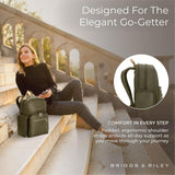 Briggs & Riley Medium Backpack for Women & Men - Daypack for Work, Personal Item Travel Bag, Carry On Size, Lightweight & Durable, Padded Straps, Fits 15" Laptop - Rhapsody Collection, Olive