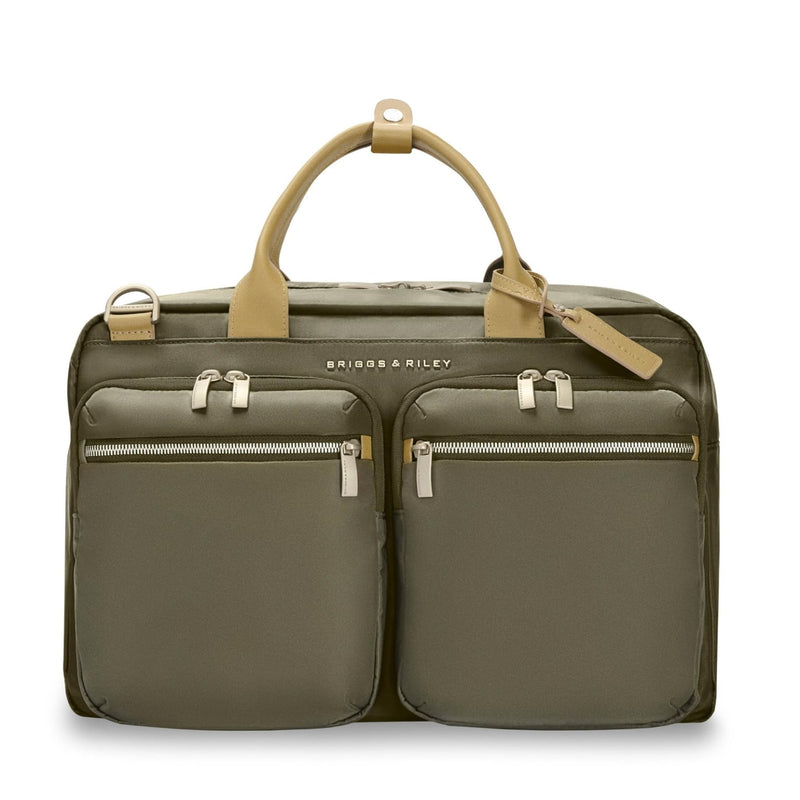 Briggs & Riley Multi - Pocket Cabin Bag - Carry On Luggage for Travel, Softside Bag for Men & Women, Fits in Overhead Bin, Two Slip Pockets, Fits up to 15" Laptop - Rhapsody Collection, Olive