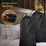 Briggs & Riley Shoe Bags for Travel - Shoe Covers for Men & Women, Luggage Storage Accessories for Packing in Suitcase, Drawstring for Secure Fit - Travel Essentials, Black (Pack of 2)