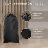 Briggs & Riley Shoe Bags for Travel - Shoe Covers for Men & Women, Luggage Storage Accessories for Packing in Suitcase, Drawstring for Secure Fit - Travel Essentials, Black (Pack of 2)