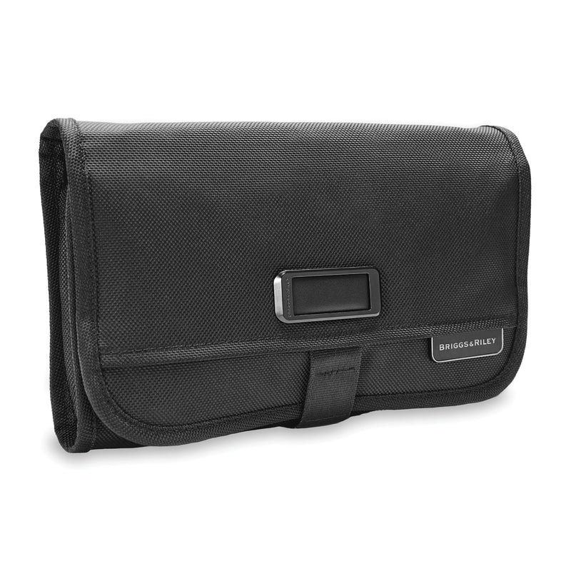 Briggs & Riley Slim Hangable Kit - Hanging Toiletry Travel Bags for Women & Men, Organizer for Vacation, Compact Dopp Kit for Bathroom Accessories, Makeup, & Skincare - Baseline Collection, Black