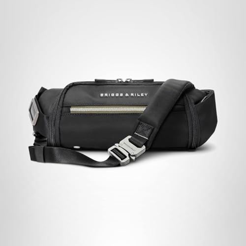 Briggs & Riley Sling Bag for Women & Men - Fanny Pack for Travel, Running, & Hiking, Durable Nylon Waist Bag, Adjustable Strap for Crossbody Wear, Self - Repairing Zippers - HTA Collection, Black
