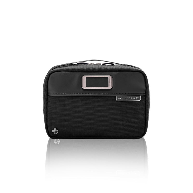 Briggs & Riley Tech Pouch Kit - Electronics Organizer Travel Case, Cable Storage Bag For Cords, Hard Drives, & Tech Accessories, Leather Touchpoints, Durable Fabric - @Work Collection, Black