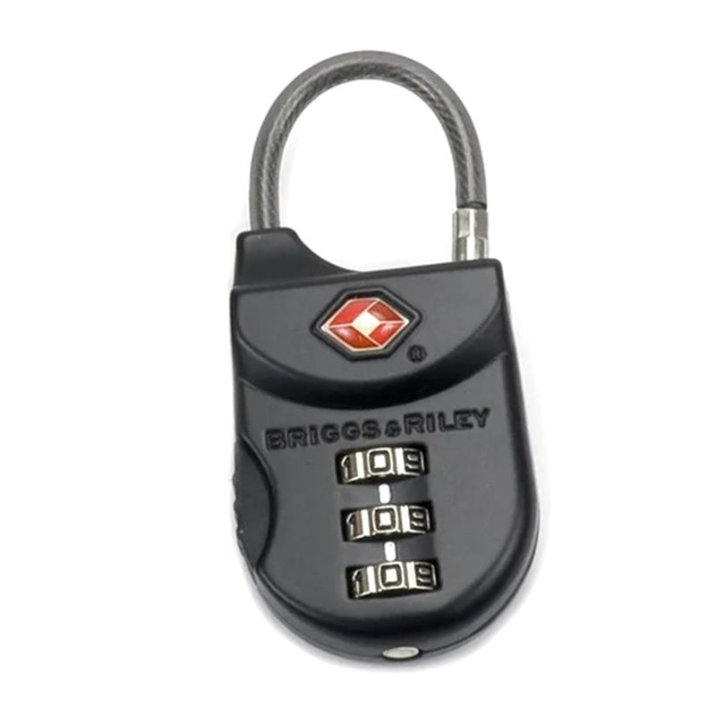 Briggs & Riley TSA Approved Cable Lock for Luggage & Suitcases - Travel Lock, 3 Digit Combination, Flexible Cable for Zippered Bags - Luggage Accessories, Black