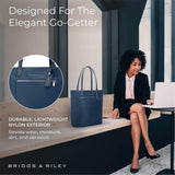Briggs & Riley Vertical Tote Bag for Women & Men - Nylon Tote Bag for Weekend Travel & Work, Carry On Handbag, Smooth Zipper Closure, Fits 15" Laptop - Rhapsody Collection, Navy