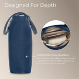 Briggs & Riley Vertical Tote Bag for Women & Men - Nylon Tote Bag for Weekend Travel & Work, Carry On Handbag, Smooth Zipper Closure, Fits 15" Laptop - Rhapsody Collection, Navy