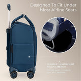 Briggs & Riley Wheeled Cabin Bag - Carry On Luggage for Travel, Suitcases with Wheels, Softside Rolling Bag for Men & Women, Interlocking Handle, Fits up to 13" Laptop - Rhapsody Collection, Navy