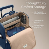 Briggs & Riley Wheeled Cabin Bag - Carry On Luggage for Travel, Suitcases with Wheels, Softside Rolling Bag for Men & Women, Interlocking Handle, Fits up to 13" Laptop - Rhapsody Collection, Navy