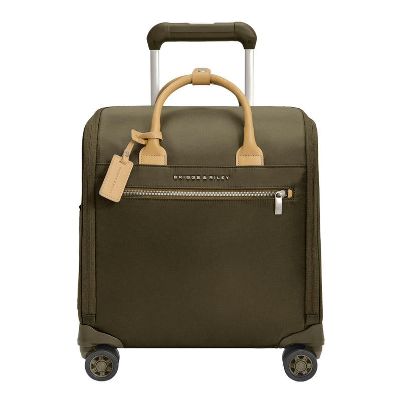Briggs & Riley Wheeled Cabin Bag - Carry On Luggage for Travel, Suitcases with Wheels, Softside Rolling Bag for Men & Women, Interlocking Handle, Fits up to 13" Laptop - Rhapsody Collection, Olive