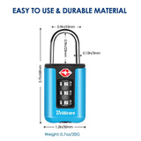 BRILLIRARE 2 Pack TSA Approved Luggage Locks, Combination Travel Padlock, 3 - Digit Waterproof Lock, TSA Accepted Outdoor Keyless Resettable Lock for Lockers, Bags, Backpack, Gym, Gate - Blue