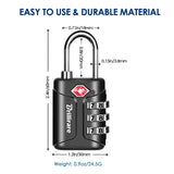 BRILLIRARE 4 Pack TSA Approved Luggage Locks, Combination Travel Padlock, 3 - Digit Waterproof Lock, TSA Accepted Outdoor Keyless Resettable Lock for Lockers, Bags, Backpack, Gym, Gate - Black