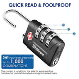 BRILLIRARE 4 Pack TSA Approved Luggage Locks, Combination Travel Padlock, 3 - Digit Waterproof Lock, TSA Accepted Outdoor Keyless Resettable Lock for Lockers, Bags, Backpack, Gym, Gate - Black