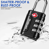 BRILLIRARE 4 Pack TSA Approved Luggage Locks, Combination Travel Padlock, 3 - Digit Waterproof Lock, TSA Accepted Outdoor Keyless Resettable Lock for Lockers, Bags, Backpack, Gym, Gate - Black