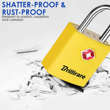 BRILLIRARE 4 Pack TSA Approved Luggage Locks with Keys, Travel Padlock, Zinc Alloy Waterproof Keyed Lock, TSA Outdoor Metal Lock for Lockers, Bags, Backpack, Gym, Gate - Yellow