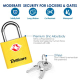 BRILLIRARE 4 Pack TSA Approved Luggage Locks with Keys, Travel Padlock, Zinc Alloy Waterproof Keyed Lock, TSA Outdoor Metal Lock for Lockers, Bags, Backpack, Gym, Gate - Yellow