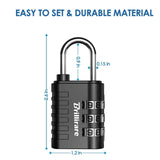 Brillirare 8 Pack Combination Lock, 3 - Digit Waterproof Keyless Padlock, Zinc Alloy Outdoor Resettable Travel Luggage Locks for Backpack, Gym Locker, Hasp, Fence, Gate, Case, Toolbox - Black