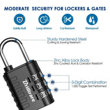 Brillirare 8 Pack Combination Lock, 3 - Digit Waterproof Keyless Padlock, Zinc Alloy Outdoor Resettable Travel Luggage Locks for Backpack, Gym Locker, Hasp, Fence, Gate, Case, Toolbox - Black