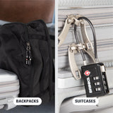 Brinks TSA Accepted Indicator Luggage Lock, Black - Resettable 3 - Dial Combination, 2.5 inch Long Cable Shackle, New More Secure TSA008 Key, 4 Pack