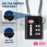 Brinks TSA Accepted Indicator Luggage Lock, Black - Resettable 3 - Dial Combination, 2.5 inch Long Cable Shackle, New More Secure TSA008 Key, 4 Pack