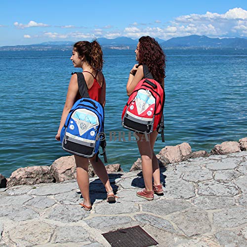 BRISA VW Collection - Volkswagen Hiking Laptop University Backpack in T1 Bus Campervan Design (30 L/7.9 gal/Large/Blue)