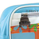 BRISA VW Collection - Volkswagen Shoulder Travel Messenger Bag with Beetle Bug Motif (Flower/Blue)