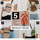 Brixley Crossbody Sling Bag – Travel Purse for Women, 9 Pocket Sling Pack, 5 Multi - Position Wear Fanny Pack for Everyday & Trips