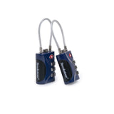Brookstone Cable Lock - 2 Pack TSA - Approved 3 - Digit Keyless Luggage Travel Lock - Resettable Combination Wire Padlock, Blue