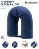 Brookstone Free Form Travel Pillow - Lightweight Flexible Memory Foam Travel Neck Pillow for Sleeping, Car, Airplane & Travel Support, Blue