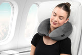 Brookstone Microbead Travel Head and Neck Pillow Lightweight and Plush with Phone or Headphone Pocket, Dark Grey