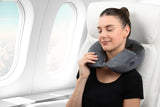 Brookstone Microbead Travel Head and Neck Pillow Lightweight and Plush with Phone or Headphone Pocket, Dark Grey
